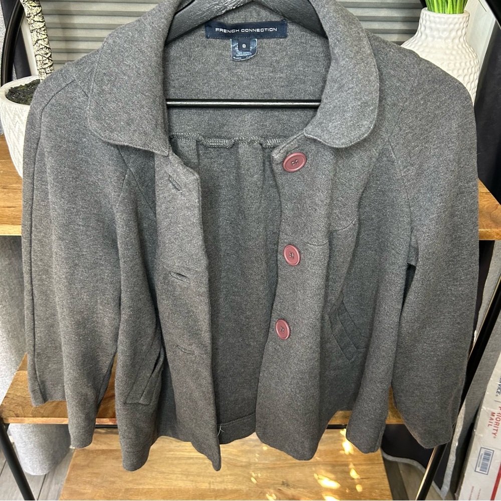 French Connection Gray Button Up Swing Jacket Wom… - image 1